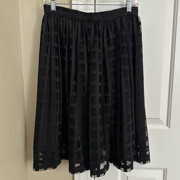 Trina Turk Sarita‎ Windowpane Mesh Squares High Waist Poofy Skirt EUC 6 - Picture 5 of 9
